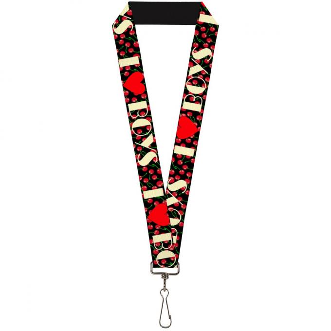 Buckle-Down Lanyard - I Heart BOYS Black/Cherries