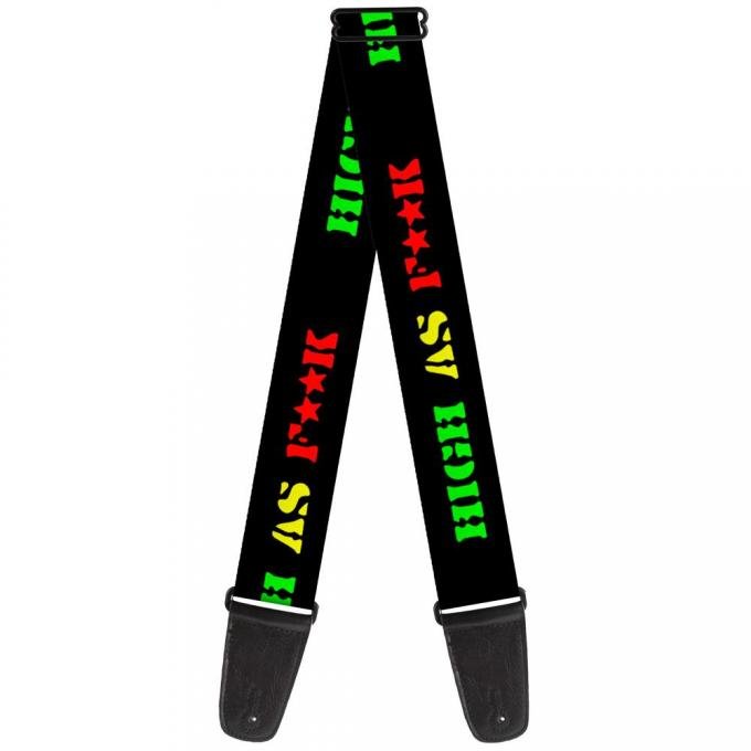 Guitar Strap - HIGH AS F**K Black/Green/Yellow/Red