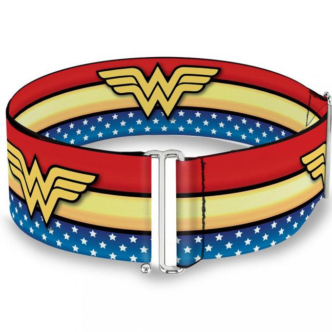 Cinch Waist Belt - Wonder Woman Logo Stripe/Stars Red/Gold/Blue/White - ONE SIZE
