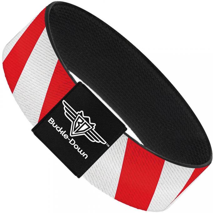 Buckle-Down Elastic Bracelet - Candy Cane2 Stripe White/Red