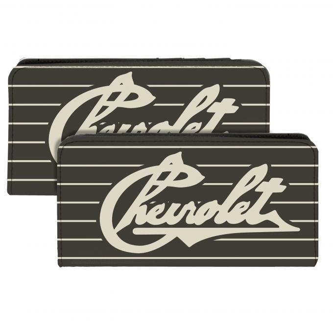 Canvas Snap Wallet - CHEVROLET Heritage Script/Stripe Charcoal/Tan