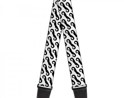 Guitar Strap - Diagonal Handlebar Mustaches White/Black