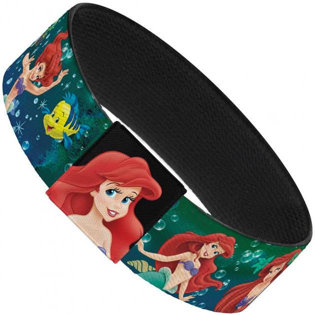 Elastic Bracelet 1.0" Ariel Poses w/Flounder Green/Blue Fade
