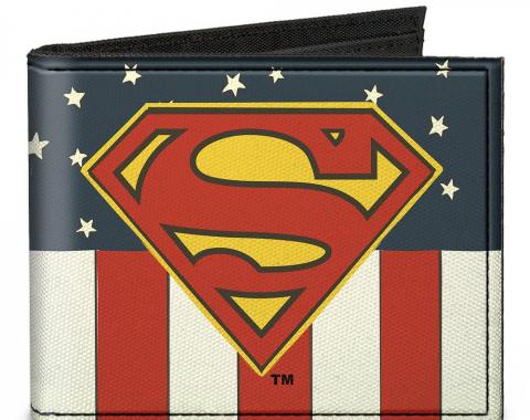 Canvas Bi-Fold Wallet - Superman Shield Americana Red/White/Blue/Yellow