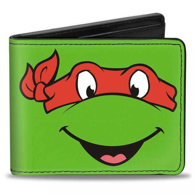 Bi-Fold Wallet - Classic TMNT Raphael Face CLOSE-UP Green/Red