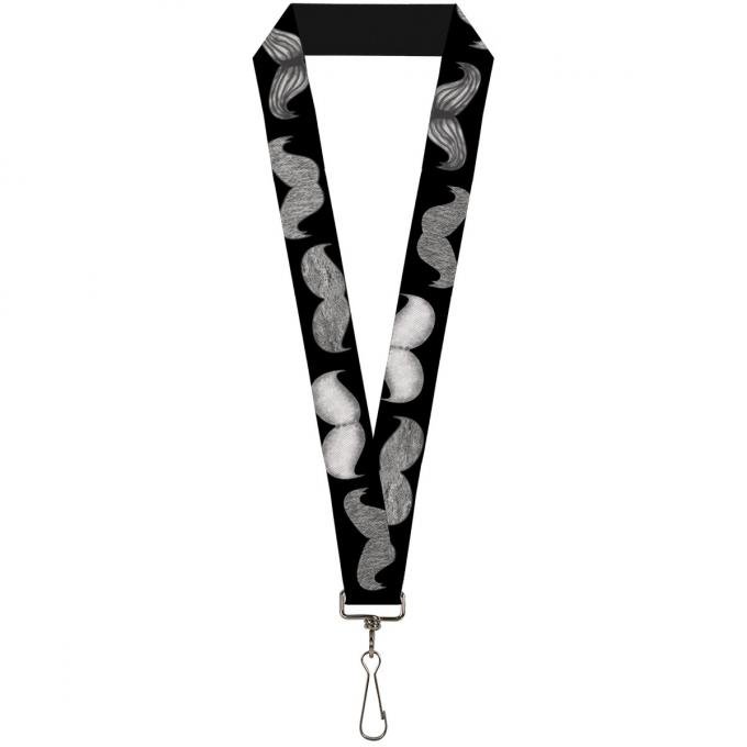 Buckle-Down Lanyard - Mustaches Black/Sketch
