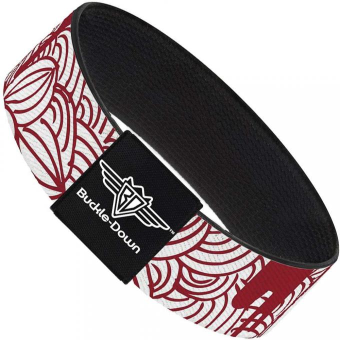 Buckle-Down Elastic Bracelet - Doodle1/Paint Drips White/Red