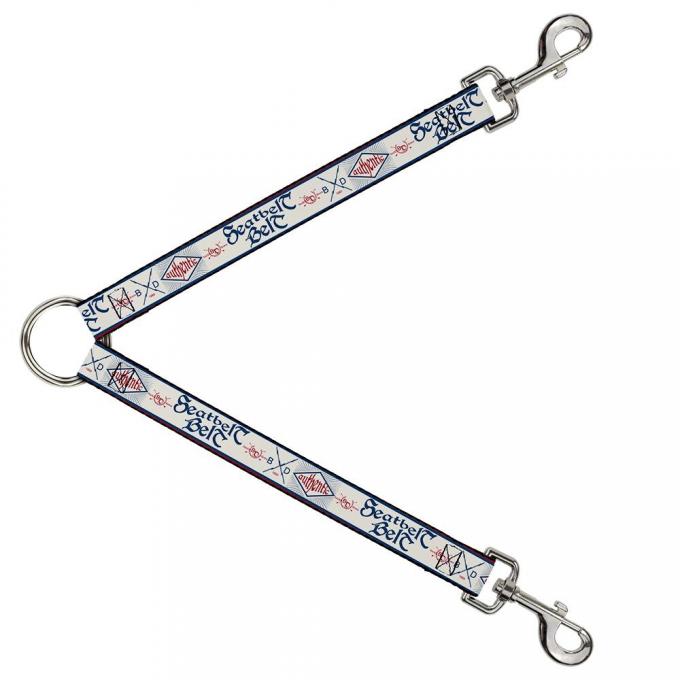 Dog Leash Splitter - BD AUTHENTIC SEATBELT BELT White/Blue/Red