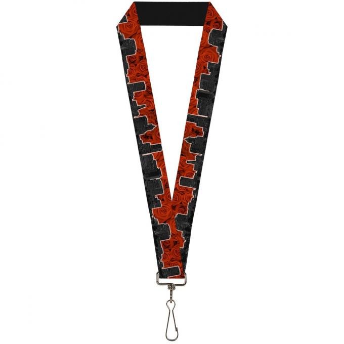 Buckle-Down Lanyard - Portland Vivid Skyline Red Roses/Black