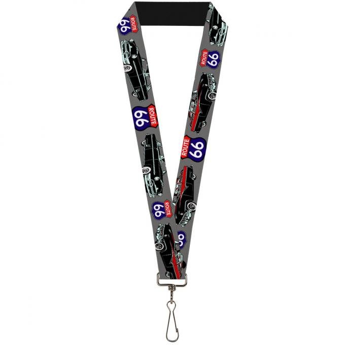 Buckle-Down Lanyard - Route 66 Classics Gray