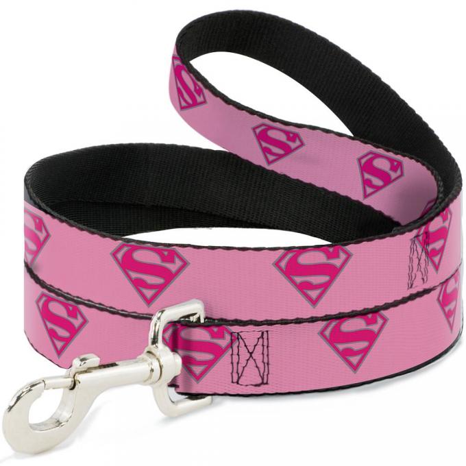 Dog Leash Superman Shield Pink