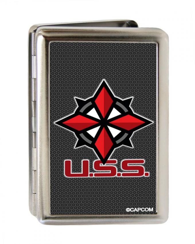 Business Card Holder - LARGE - Resident Evil U.S.S. Logo Honeycomb Gray/Black/Red/White