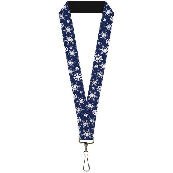 Buckle-Down Lanyard - Snowflakes Blue/White