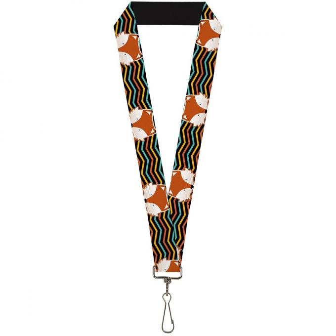 Buckle-Down Lanyard - Fox Face/Stripes Black/Multi Color