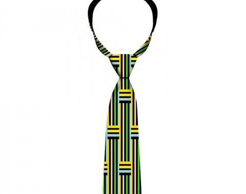 Buckle-Down Necktie - Stripe Blocks Black/Multi Pastel