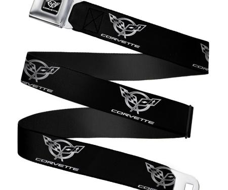 Corvette Seatbelt Belt - Corvette Black/Silver Repeat