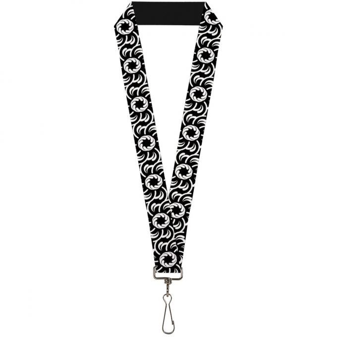 Buckle-Down Lanyard - Floral Pinwheel Black/White