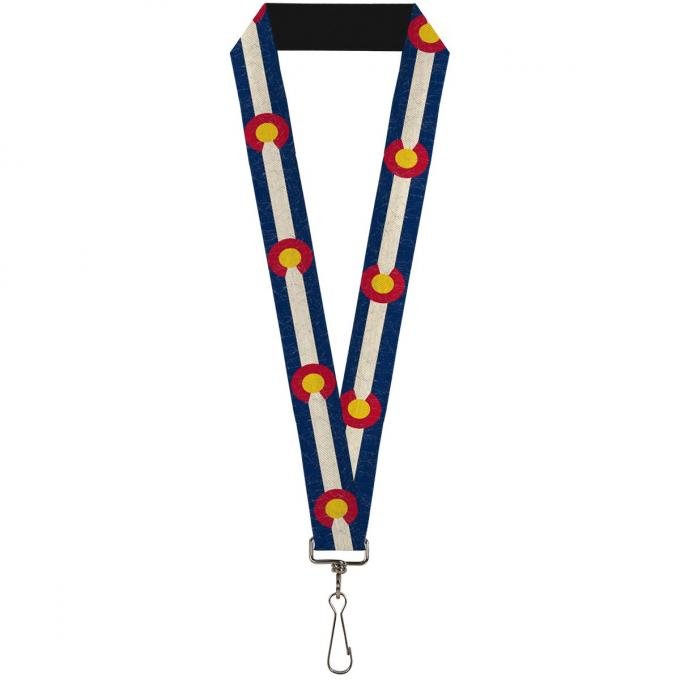 Buckle-Down Lanyard - Colorado Flags2 Repeat Vintage