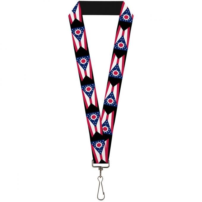 Buckle-Down Lanyard - Ohio Flag Repeat Black