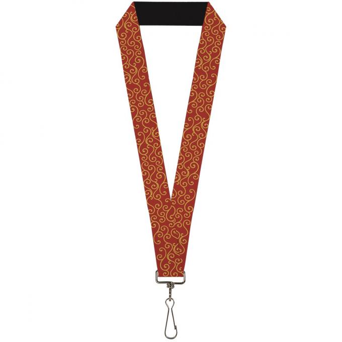 Buckle-Down Lanyard - Holiday Trim Swirls Red/Gold