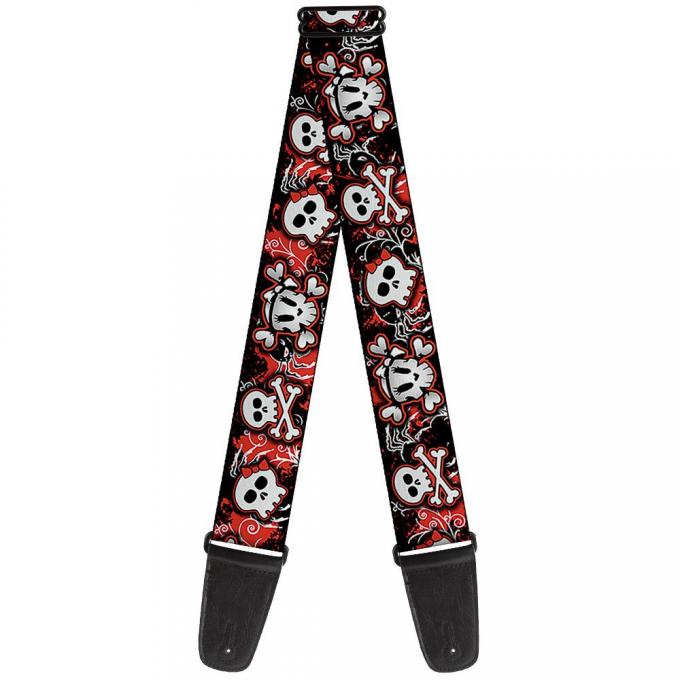Guitar Strap - Girlie Skull Black/Red