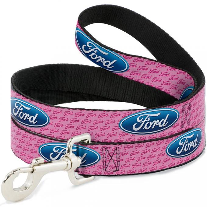 Dog Leash Ford Oval w/Text PINK