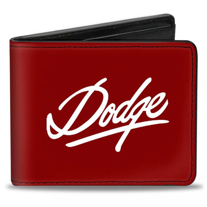 Bi-Fold Wallet - DODGE Emblem Script Burgundy/White