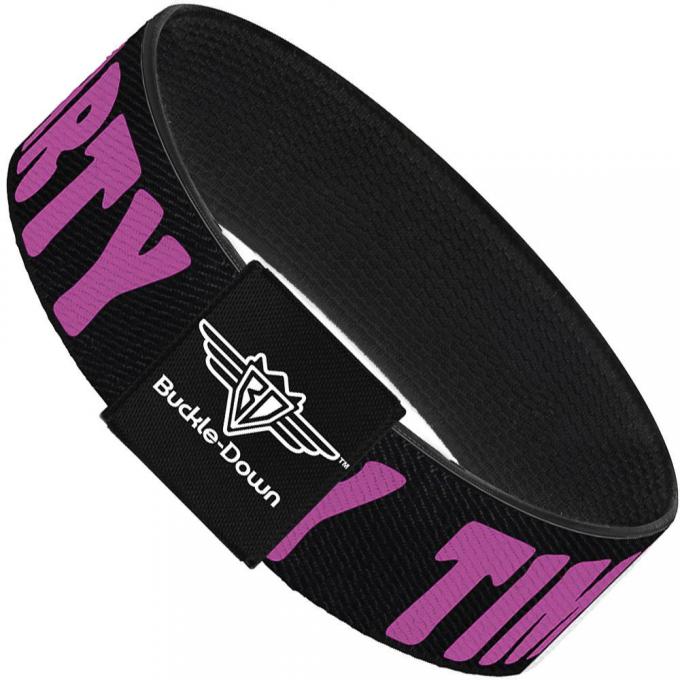 Buckle-Down Elastic Bracelet - PARTY TIME! Black/Fuchsia