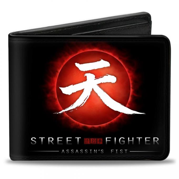 Bi-Fold Wallet - STREET FIGHTER-ASSASSIN'S FIST Akuma Symbol/Rising Sun Black/Red/White