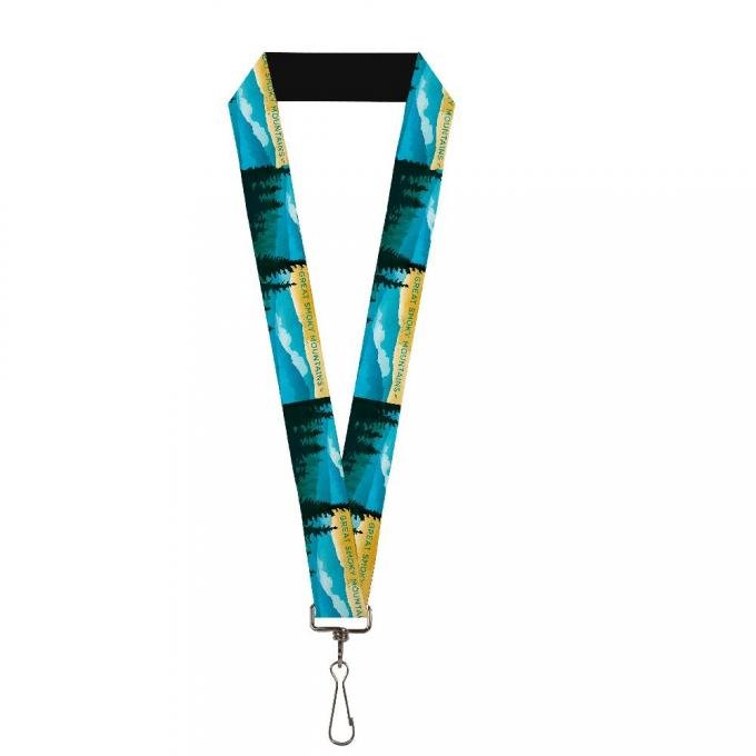 Lanyard - 1.0" - SEE AMERICA-NC GREAT SMOKY MTNS. Landscape Yellows/Blues/White