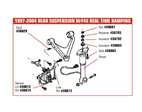 Corvette Position Sensor, Rear Left with F45, 1997-2004