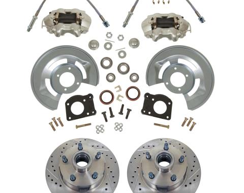 Ford Front Wheel Drum-to-Disc Brake Conversion Kit, Drilled & Slotted Rotors, 1964-1969