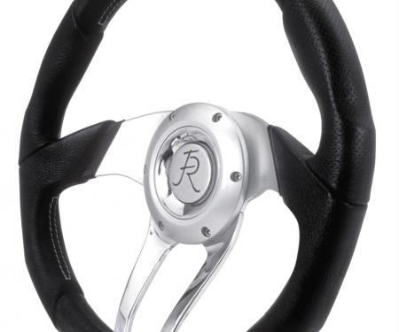 Flaming River Leather & Black 3 Spoke Steering Wheel FR20160
