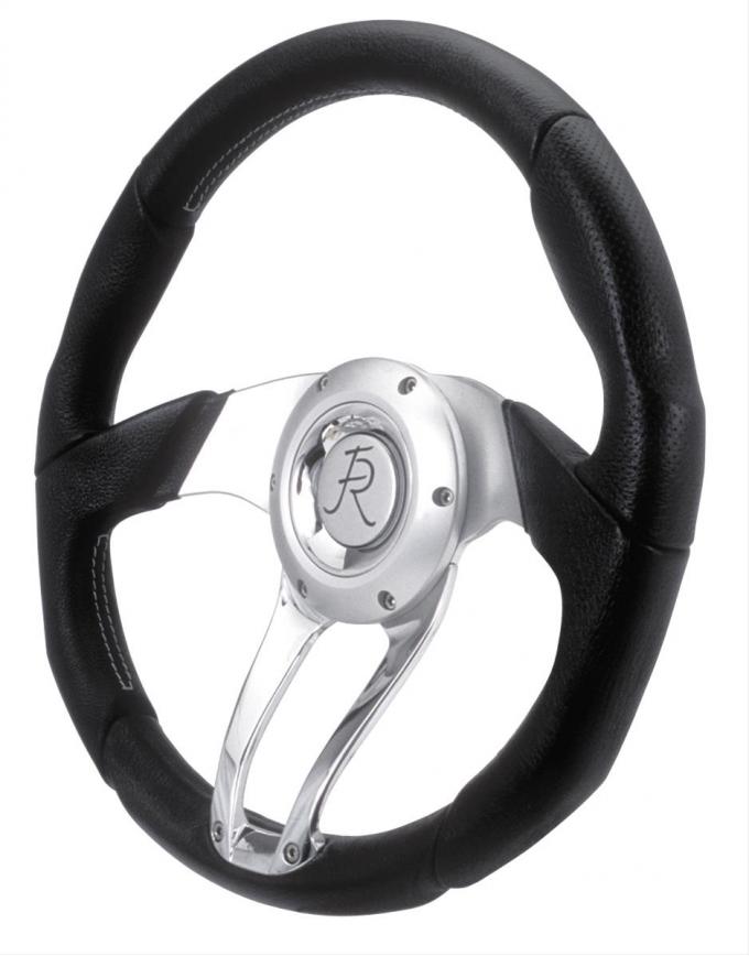 Flaming River Leather & Black 3 Spoke Steering Wheel FR20160