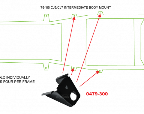 Key Parts '76-'86 Intermediate Frame Side Body Mount 0479-300