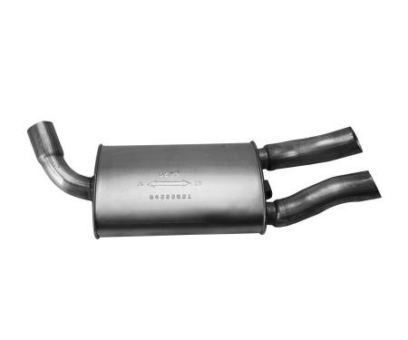 Corvette Right Hand Muffler, Aluminized with Tips (1984 Replacement), 1985-1990