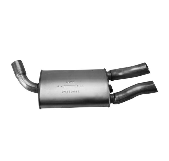 Corvette Right Hand Muffler, Aluminized with Tips (1984 Replacement), 1985-1990