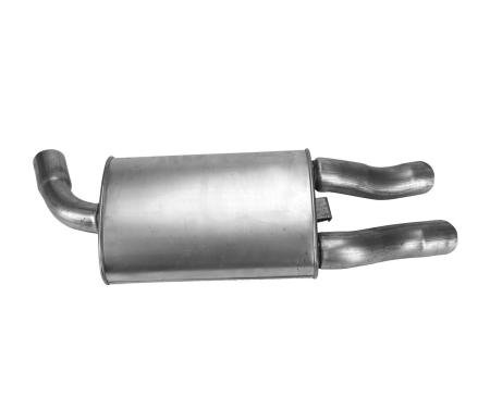 Corvette Left Hand Muffler, Aluminized with Tips (1984 Replacement), 1985-1990