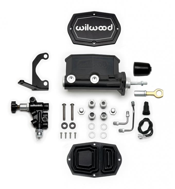 Wilwood Brakes Compact Tandem M/C w/RH Brkt and Valve (Mustang) 261-15665-BK