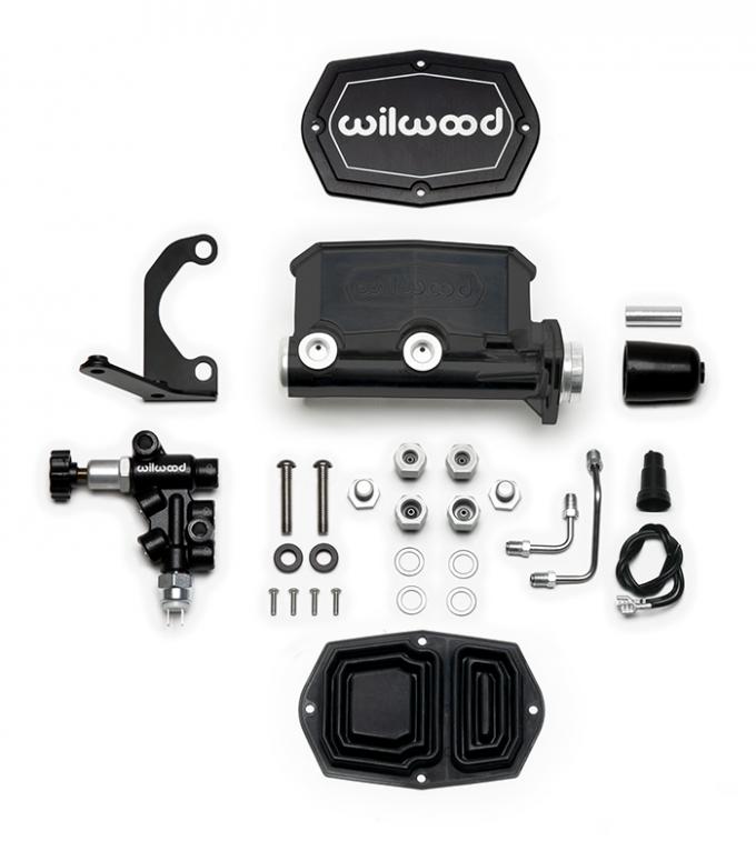 Wilwood Brakes Compact Tandem M/C Kit with RH Bracket and Valve 261-15661-BK