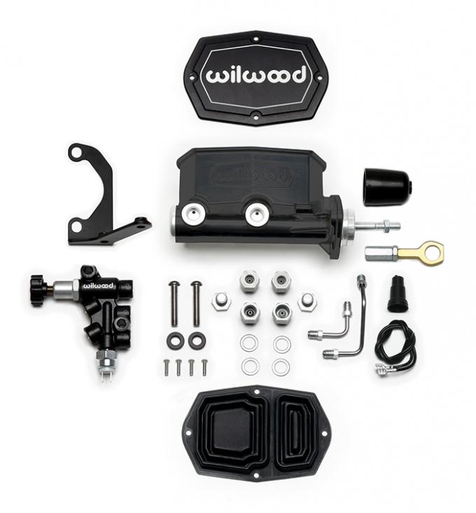 Wilwood Brakes Compact Tandem M/C w/Bracket and Valve (Mustang) 261-15544-BK