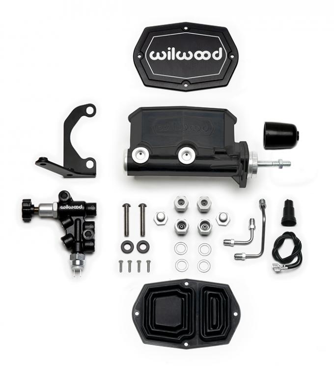 Wilwood Brakes Compact Tandem M/C w/RH Brkt and Valve (Pushrod) 261-15660-BK