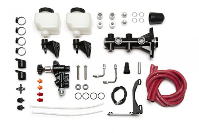 Wilwood Brakes Remote Tandem M/C Kit with Bracket and Valve 261-14252-BK