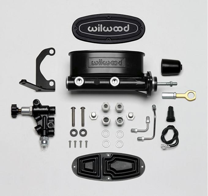 Wilwood Brakes Aluminum Tandem M/C w/Bracket and Valve (Mustang) 261-14158-BK