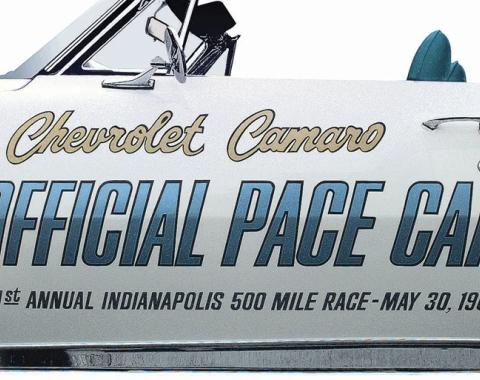 AMD Door Decals, "INDY 500 Pace Car" LH/RH Pair, 67 Camaro K-PC012