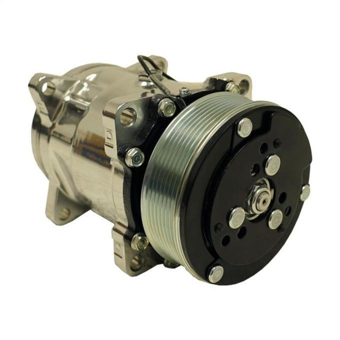 Vintage Air Sanden SD 508 Rear Exit Compressor 7-Groove serpentine pulley Rear Exit Polished Finish 047003-MUQ