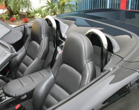 Corvette Convertible Seat Back Hoops, Chrome, 2005-2010