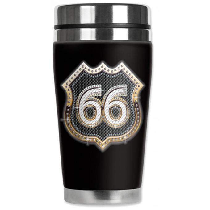 Mugzie® brand Travel Mug - Route 66 Bling (gold)