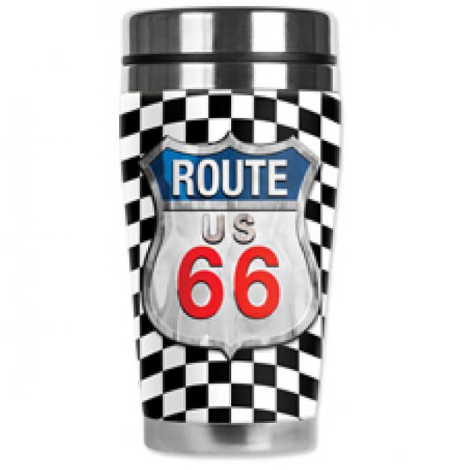 Mugzie® brand Travel Mug - Checkered Flag Route 66