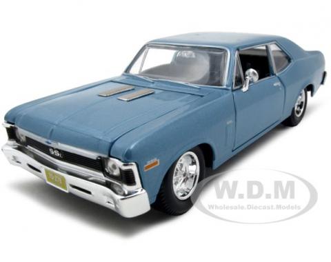 1970 Chevrolet Nova SS Coupe Blue 1/24 Diecast Model Car